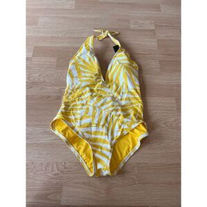 Carmen Marc Valvo Yellow And White One Piece Swimsuit Woman’s Size 12 NEW-Small